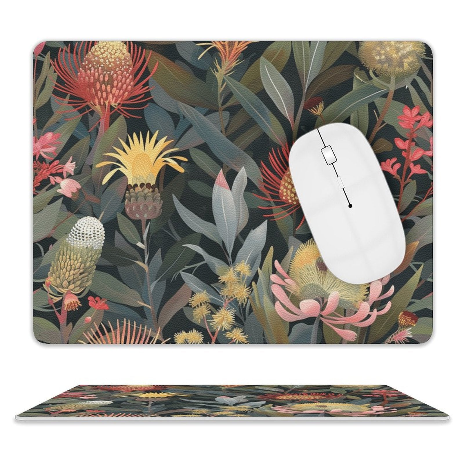 Australian Native Flowers - Leather Mouse Pad white One size Leather Mouse Pad Plants Printed Offshore