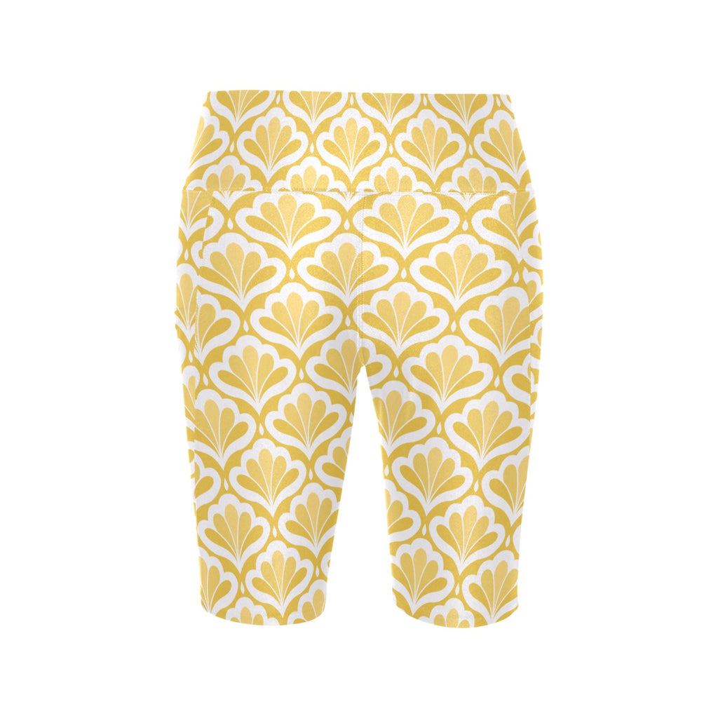 Yellow Pattern Women's Bike Shorts With Side Pockets Women's Bike Shorts Printed Offshore
