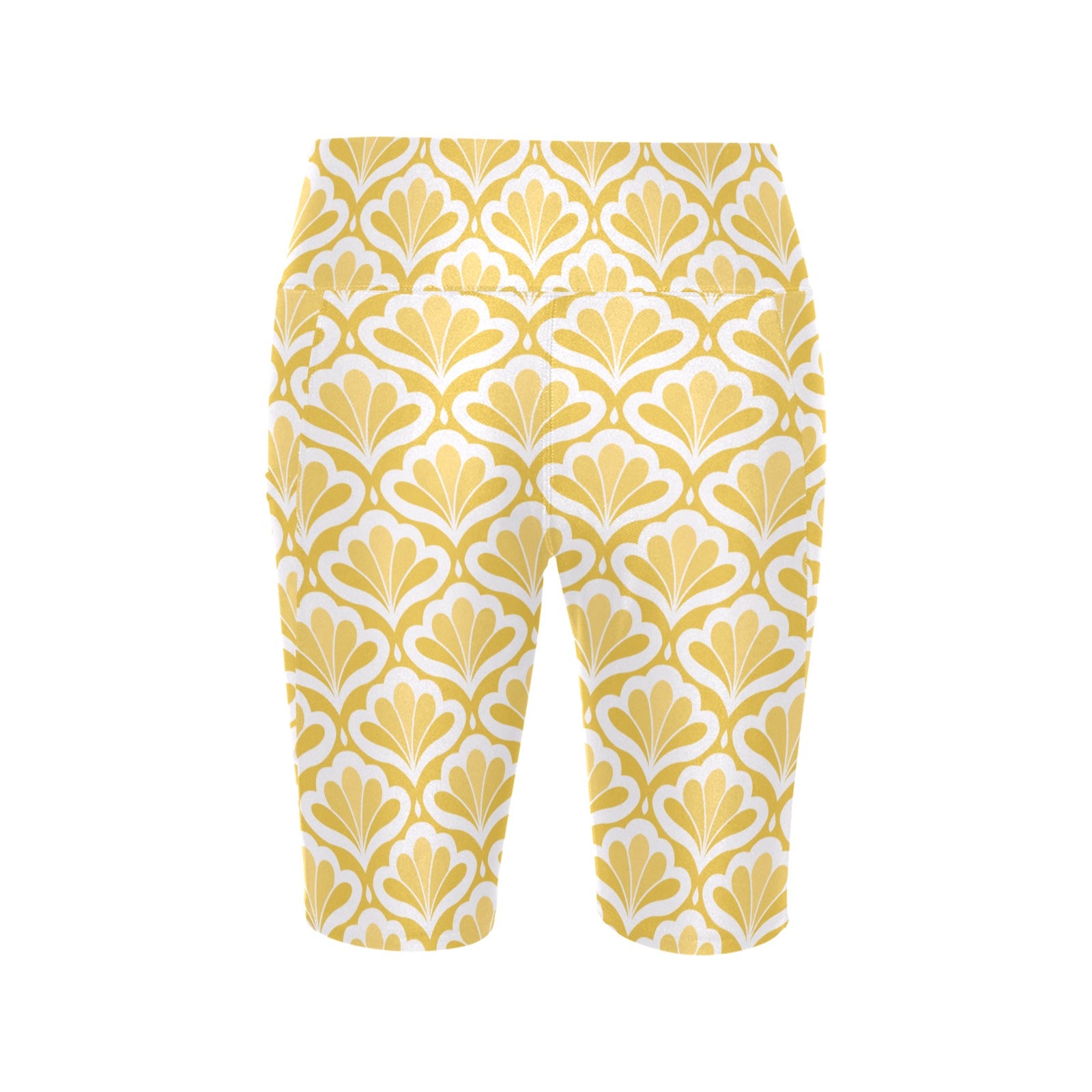 Yellow Pattern Women's Bike Shorts With Side Pockets Women's Bike Shorts Printed Offshore