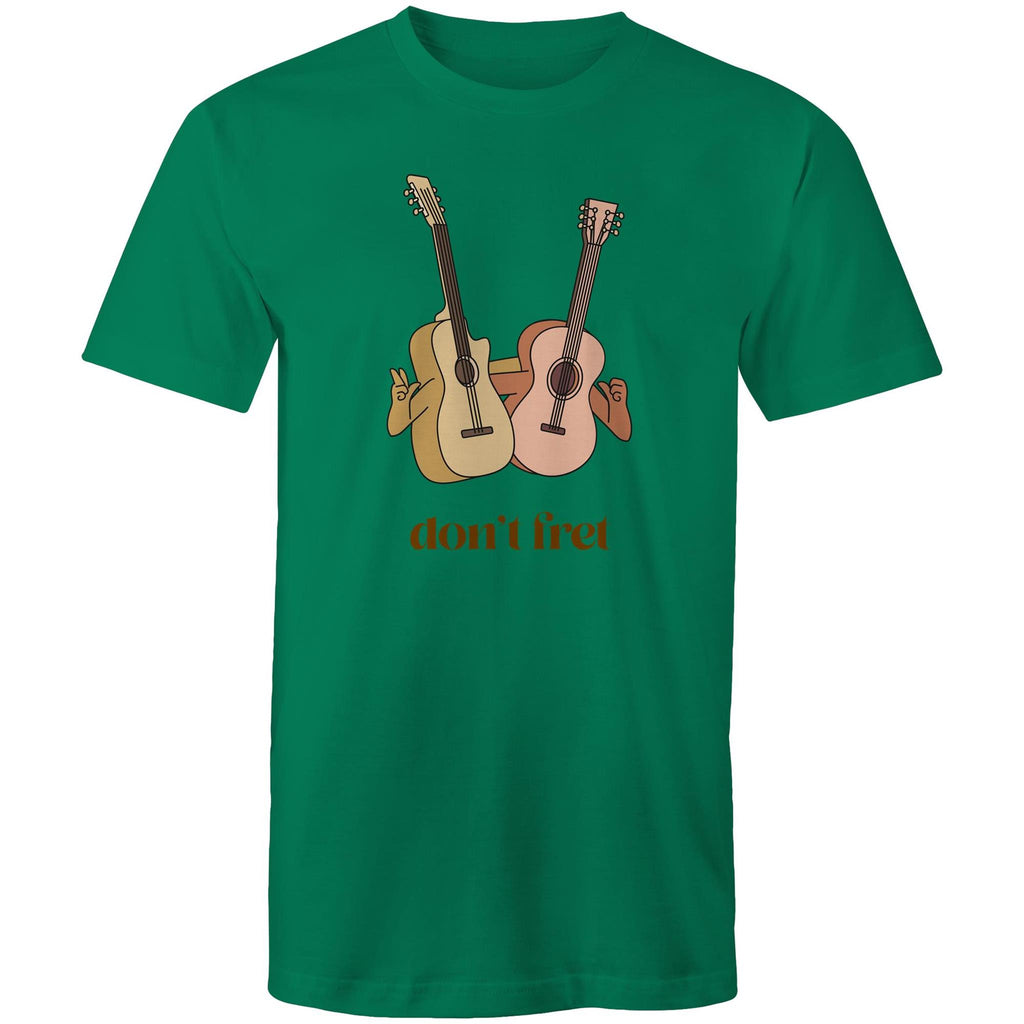 Don't Fret, Guitars - Mens T-Shirt Kelly Green Mens T-shirt Music Printed In Australia