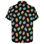 Colourful Cassette Tapes Women's Short-Sleeve Button Up Shirt Women's Short-Sleeve Button Up Shirt Music Printed Offshore Retro