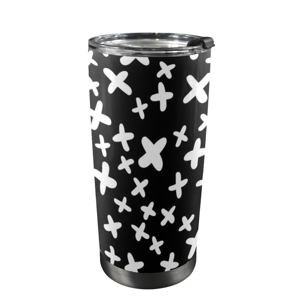 Black And White X's - 20oz Mobile Tumbler with Lid (Black Lock)