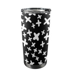 Black And White X's - 20oz Mobile Tumbler with Lid (Black Lock)