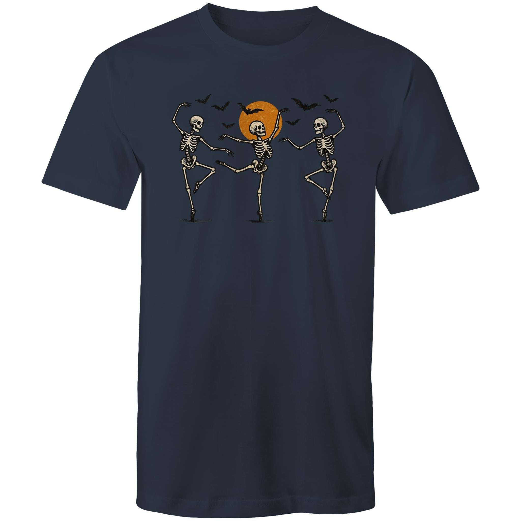 Skeleton Dance, Halloween - Mens T-Shirt Navy Mens T-shirt Halloween Printed In Australia