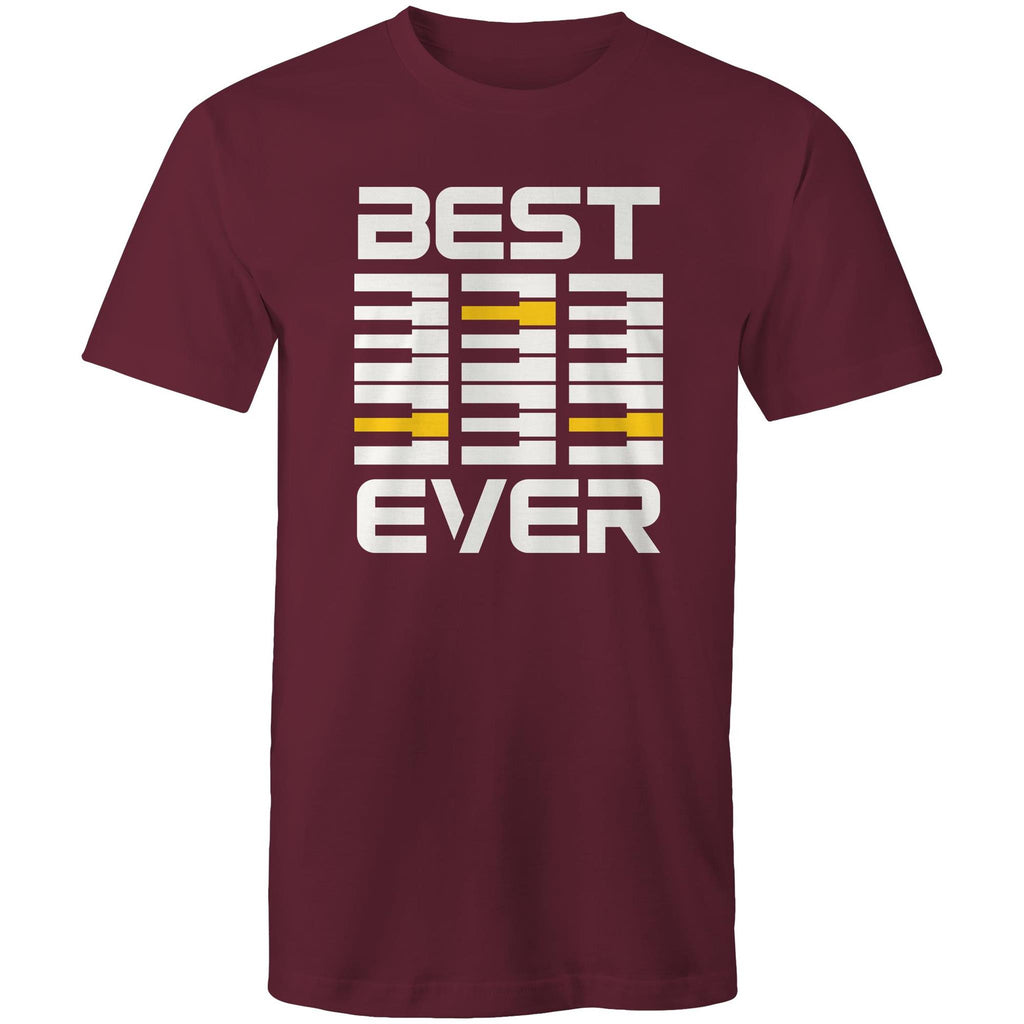 Piano Keyboard, Best Dad Ever - Mens T-Shirt Burgundy Mens T-shirt Dad Music Printed In Australia