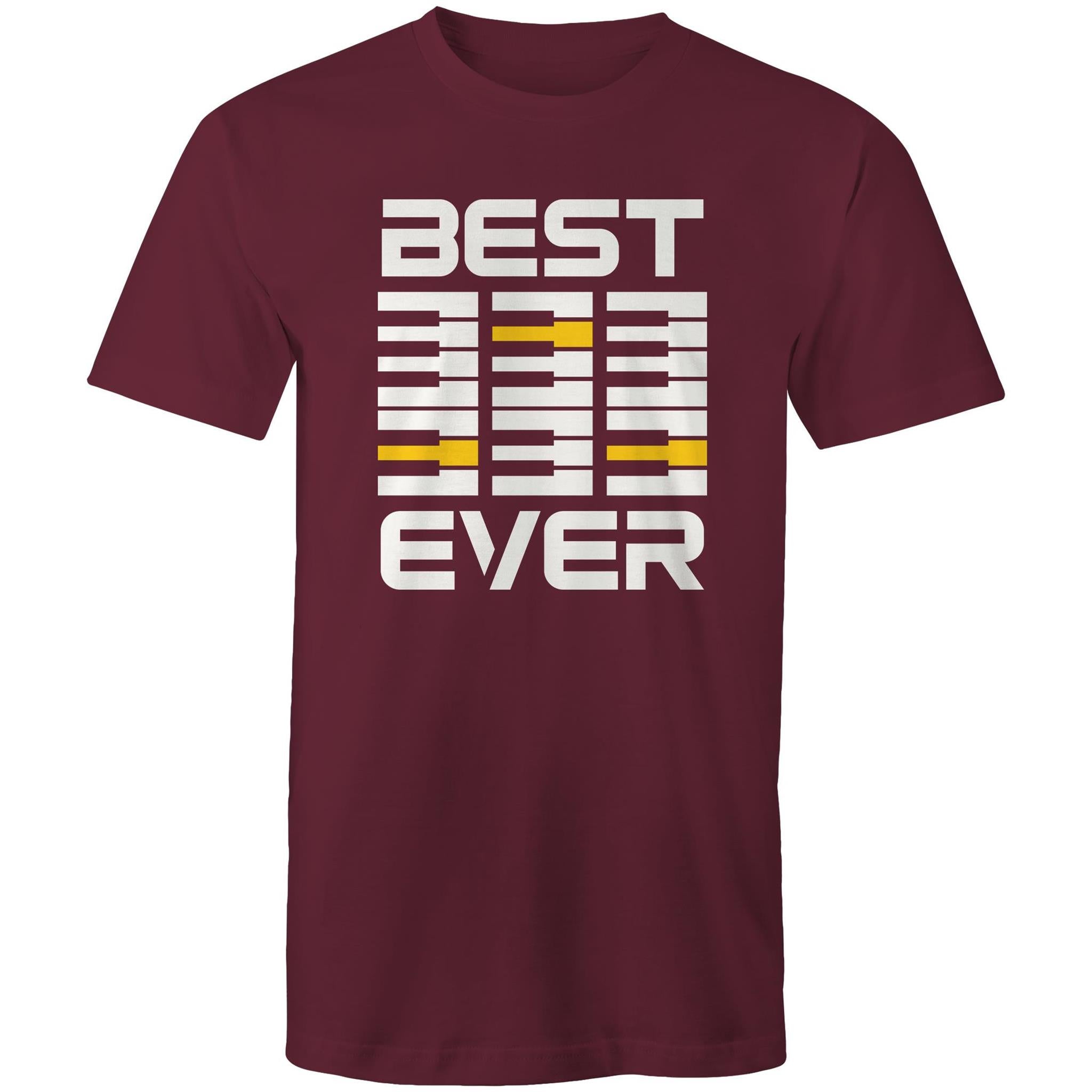 Piano Keyboard, Best Dad Ever - Mens T-Shirt Burgundy Mens T-shirt Dad Music Printed In Australia