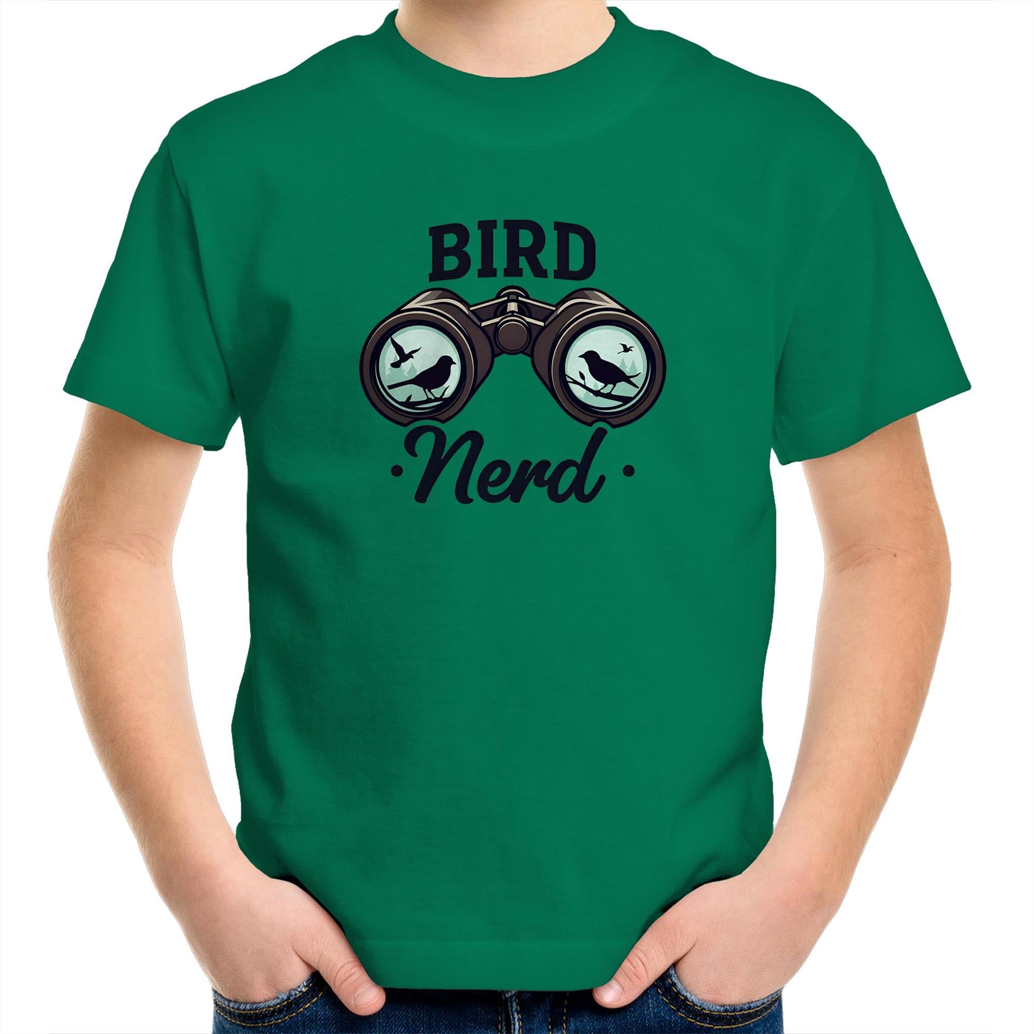 Bird Nerd - Kids Youth T-Shirt Kelly Green Kids Youth T-shirt animal Printed In Australia