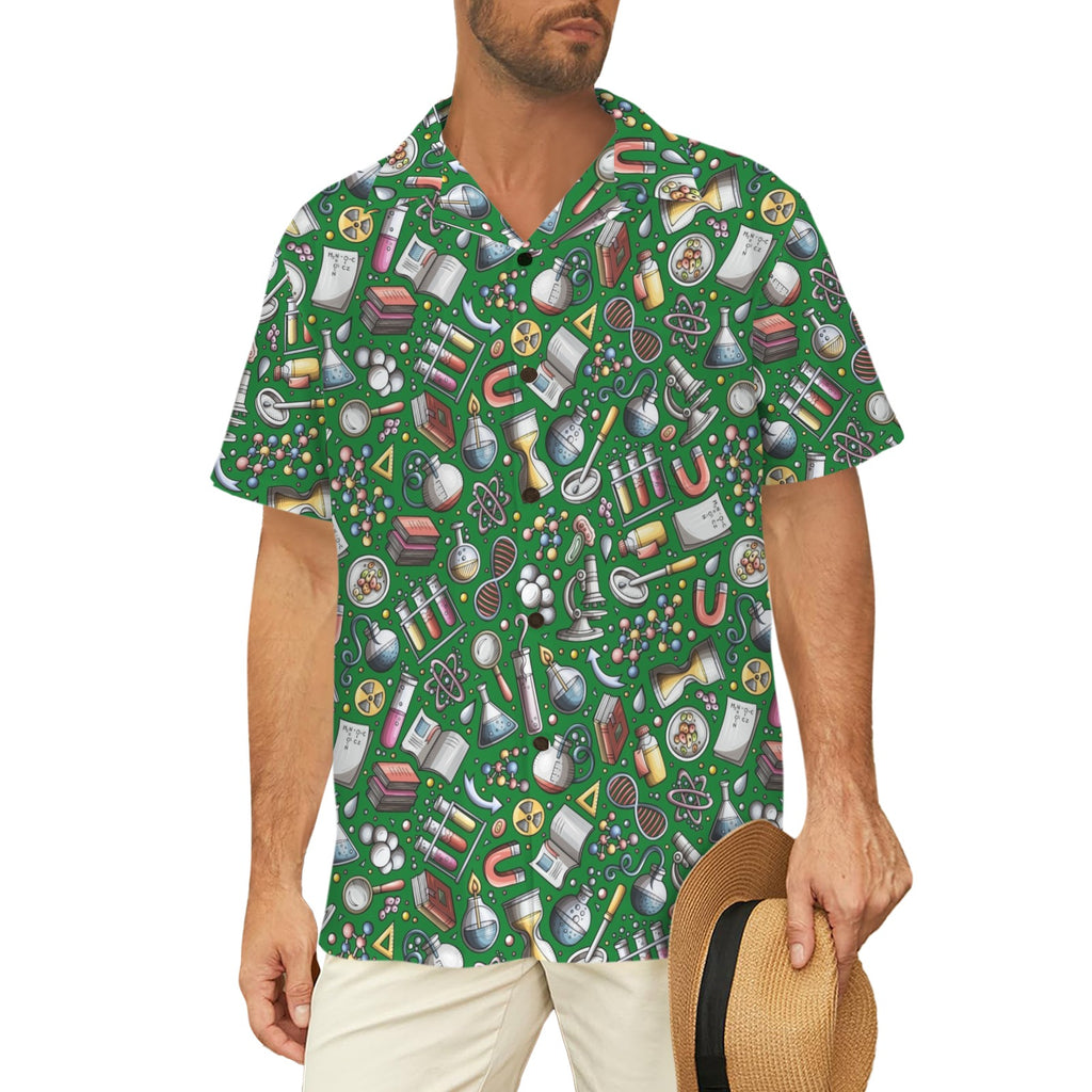 Science Love Men's Short Sleeve Hawaiian Shirt Men's Hawaiian Shirt (New) Printed Offshore Science