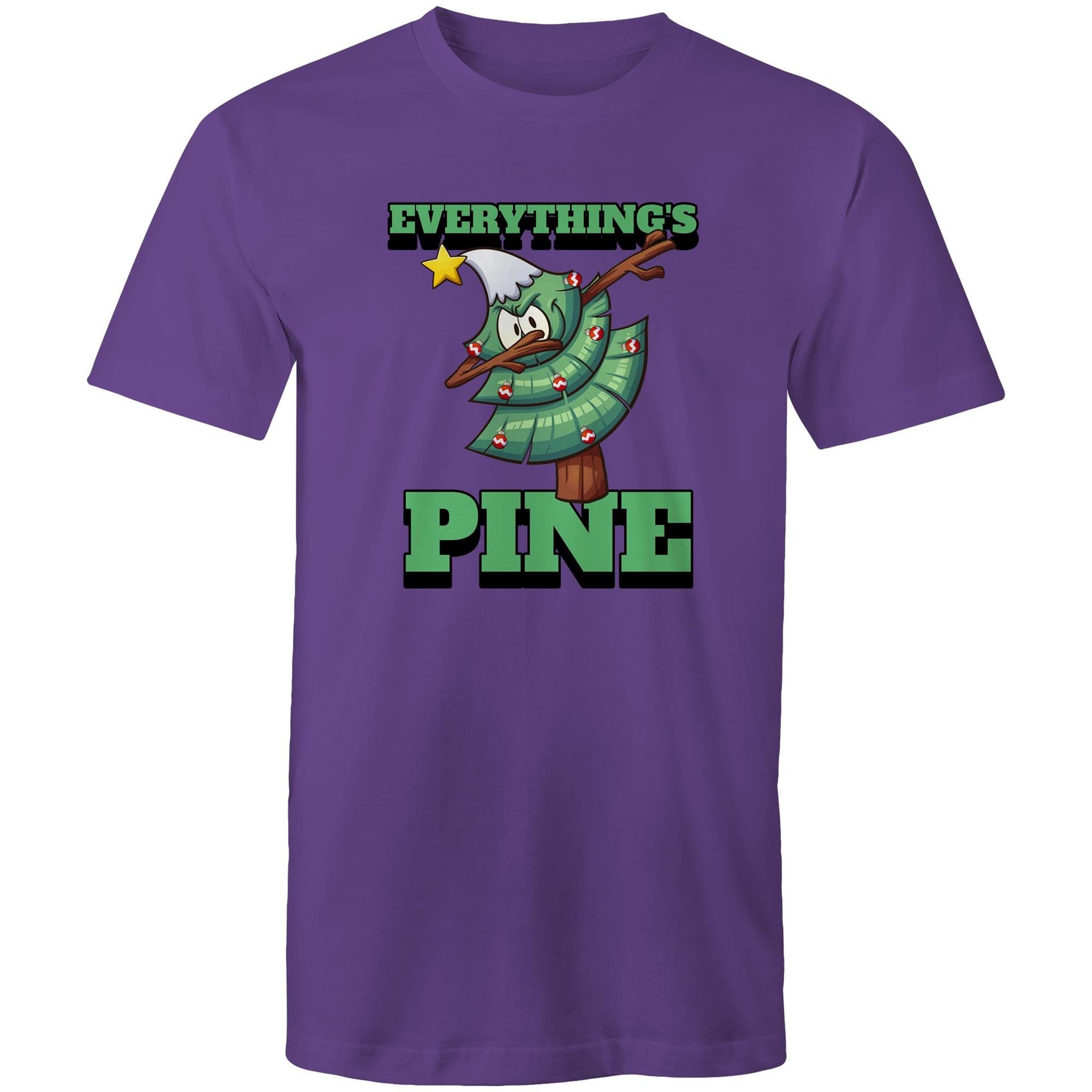 Everything's Pine, Christmas - Mens T-Shirt Purple Mens Christmas T-shirt Christmas Printed In Australia
