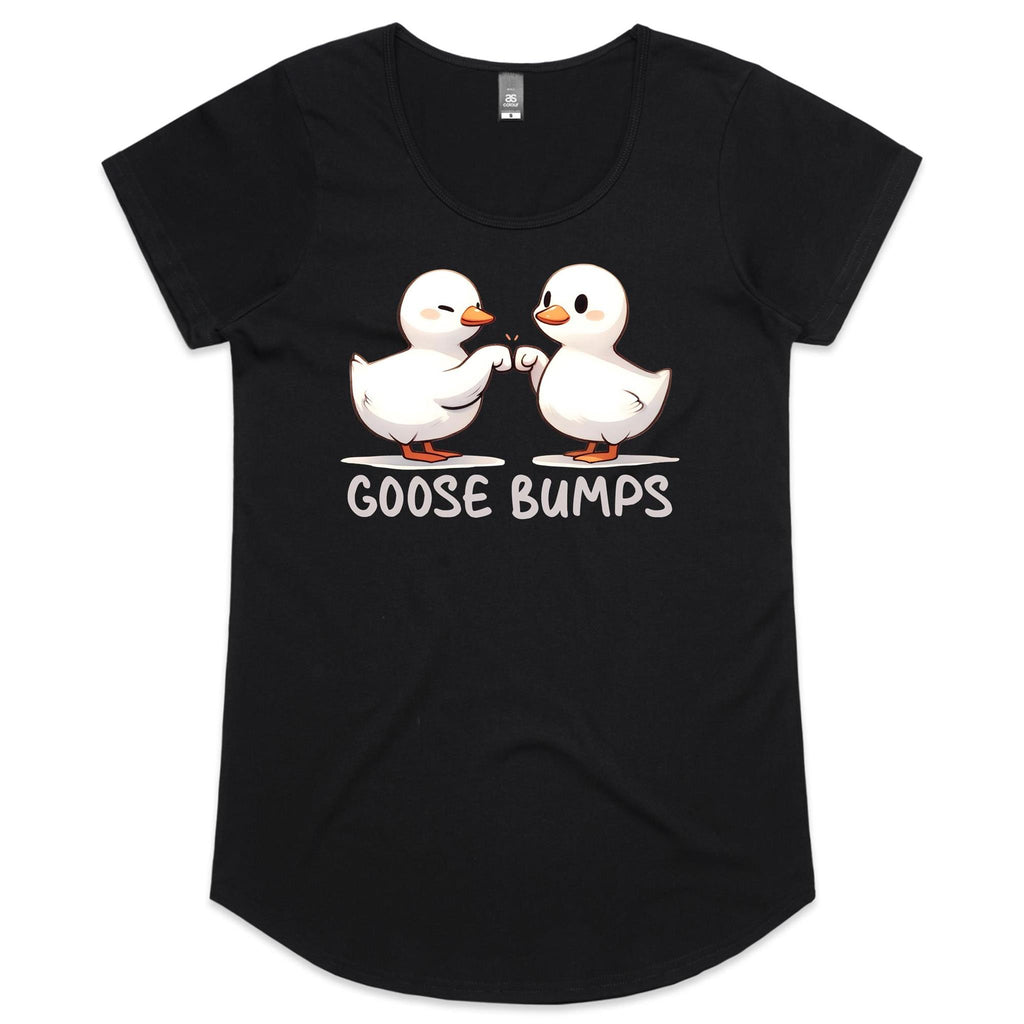 Goose Bumps - Womens Scoop Neck T-Shirt Black Womens Scoop Neck T-shirt animal Printed In Australia