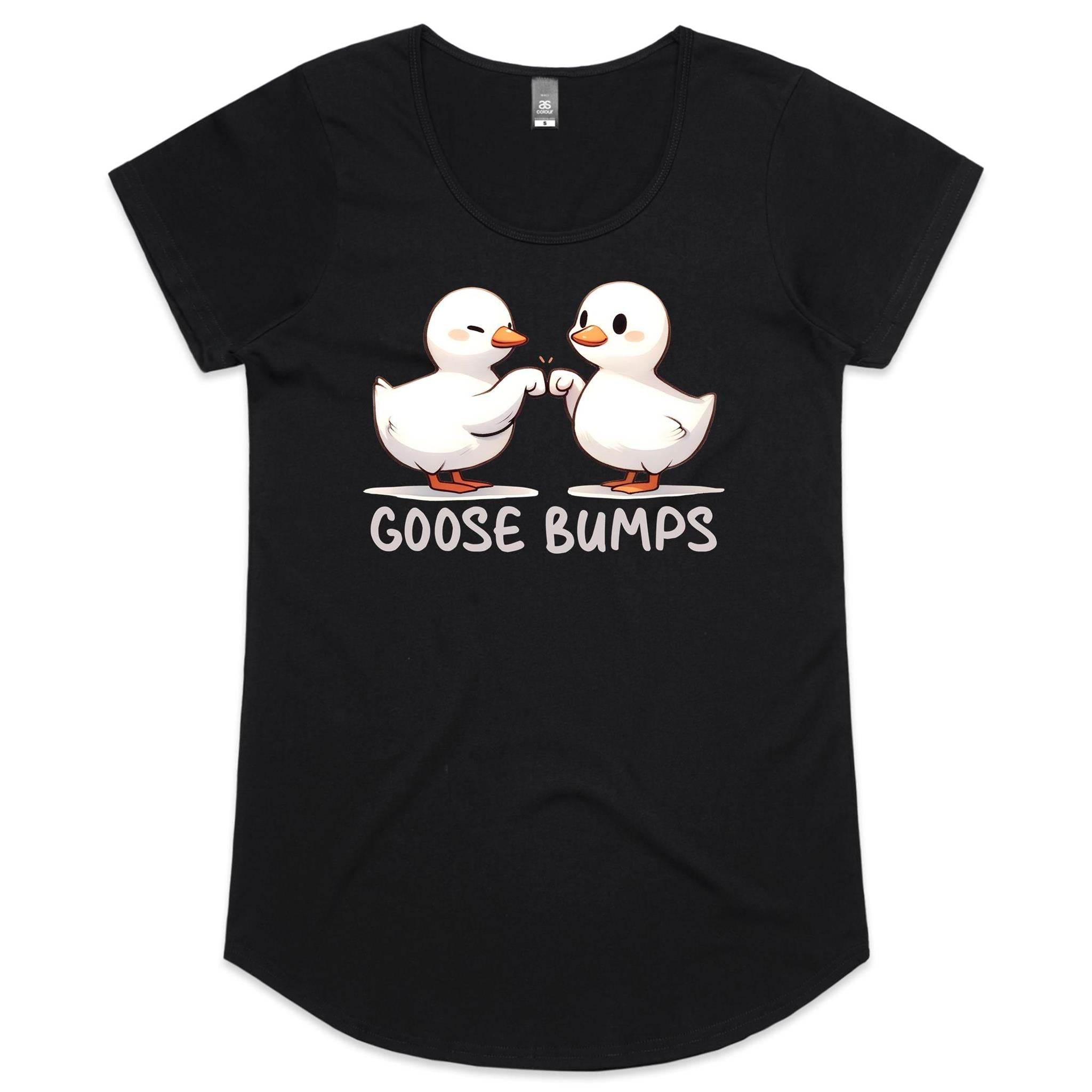 Goose Bumps - Womens Scoop Neck T-Shirt Black Womens Scoop Neck T-shirt animal Printed In Australia