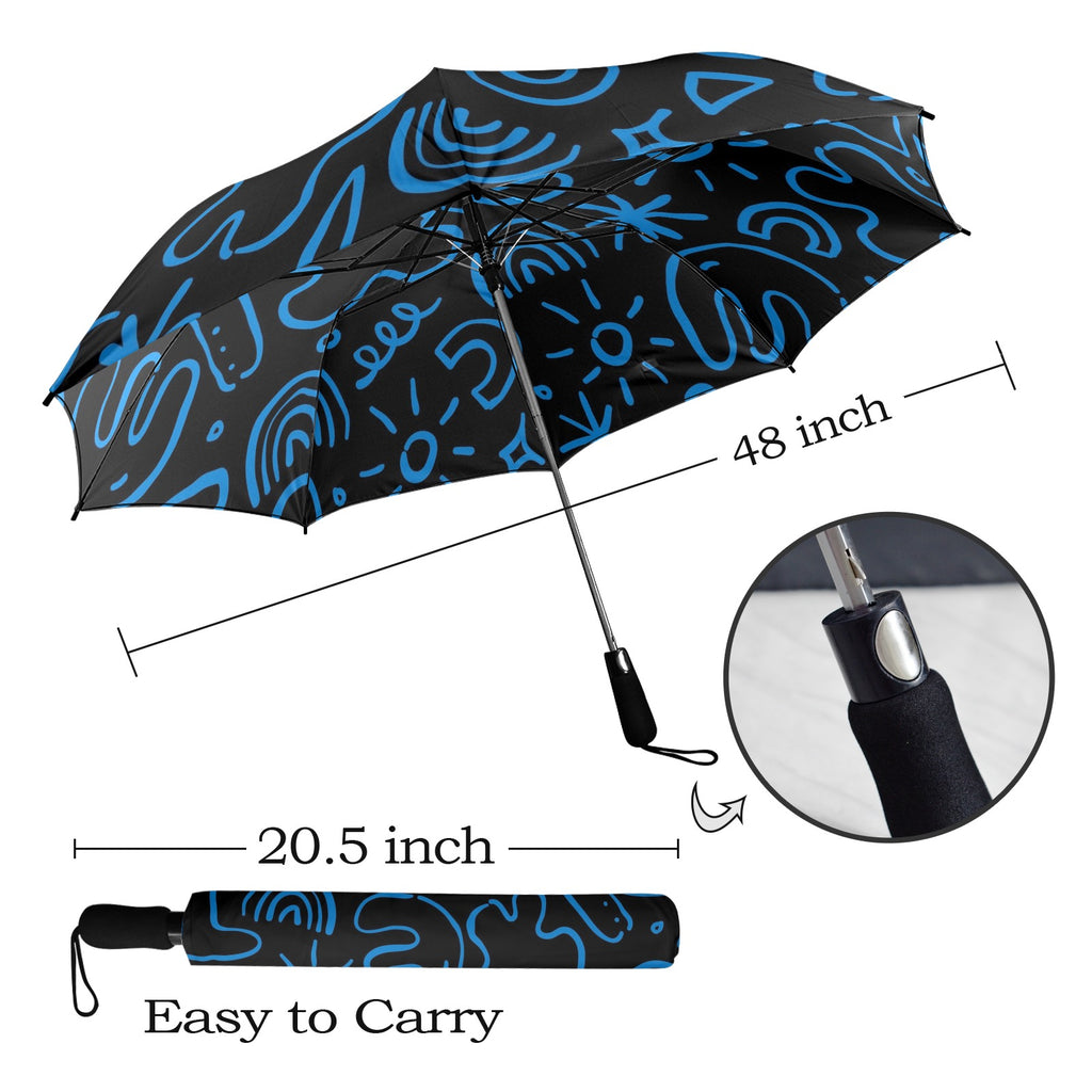 Blue Squiggle - Semi-Automatic Foldable Umbrella (Model U12) Semi-Automatic Foldable Umbrella (U12)