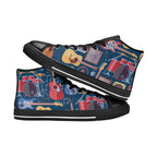Music Instruments Blue - Kids High Top Canvas Shoes
