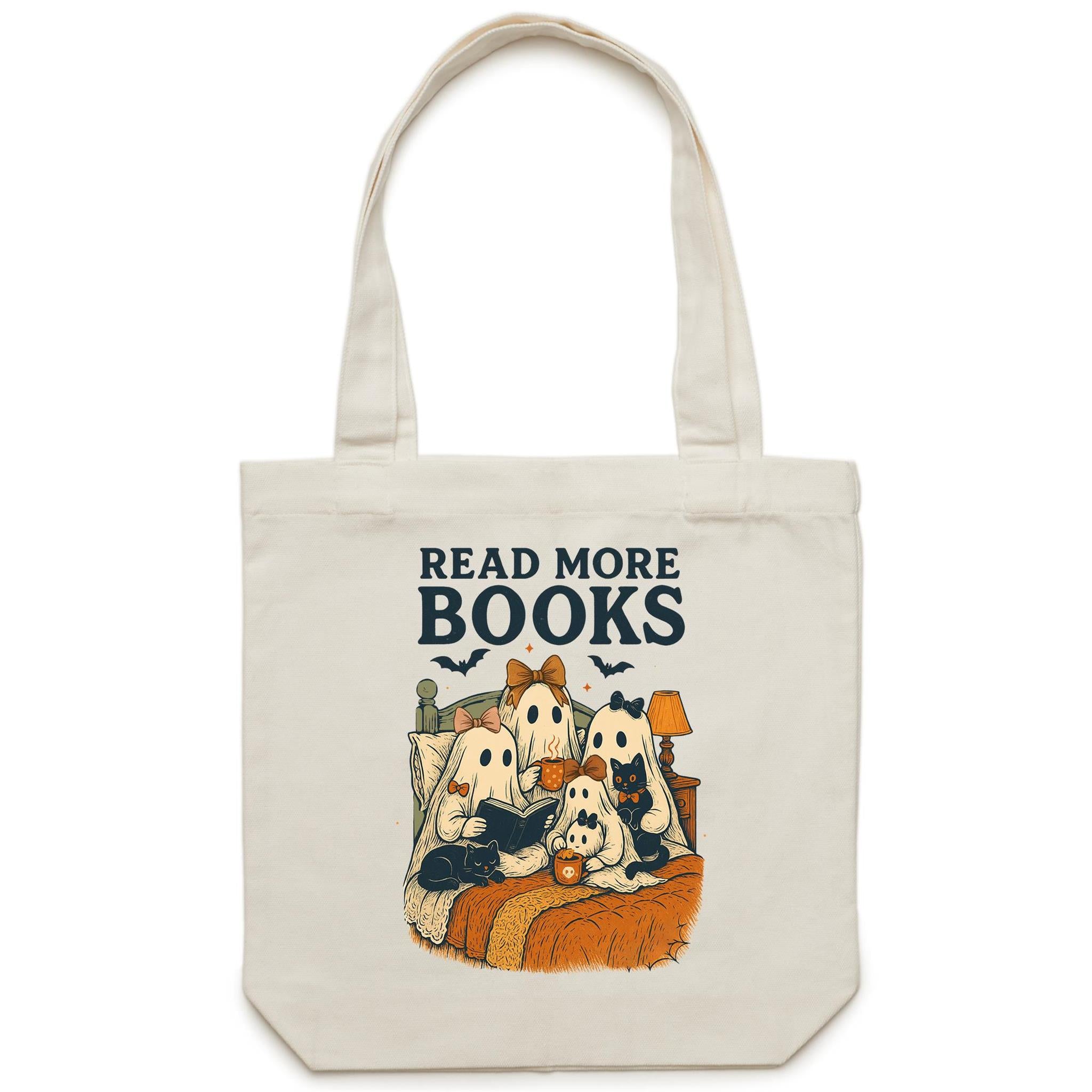 Read More Books, Halloween Ghosts - Canvas Tote Bag Default Title Tote Bag Halloween Printed In Australia Reading