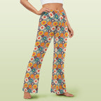 Happy Retro Flowers High Waist Crossover Tummy Control Flare Leggings High Waist Flare Leggings Printed Offshore Retro