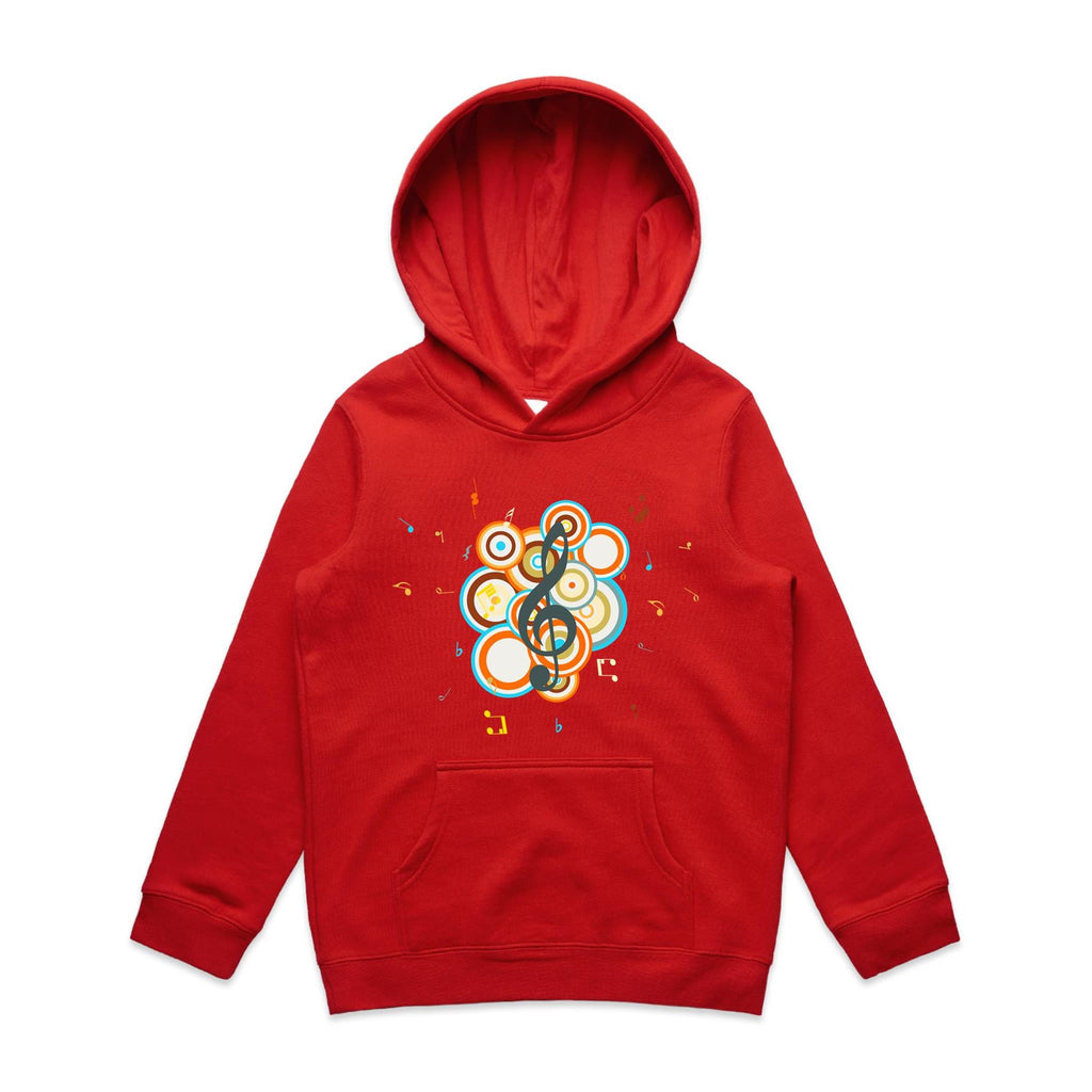 Funky Music - Kids Hoodie Red Kids Hoodie Printed In Australia