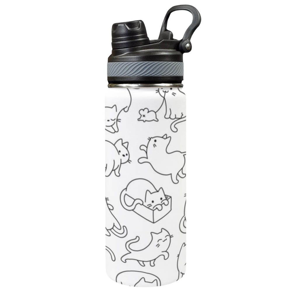 Cute Cats - Insulated Water Bottle with Dual-Use Lid (18oz) One Size Insulated Water Bottle with Dual-Use Lid (18oz) animal Printed Offshore