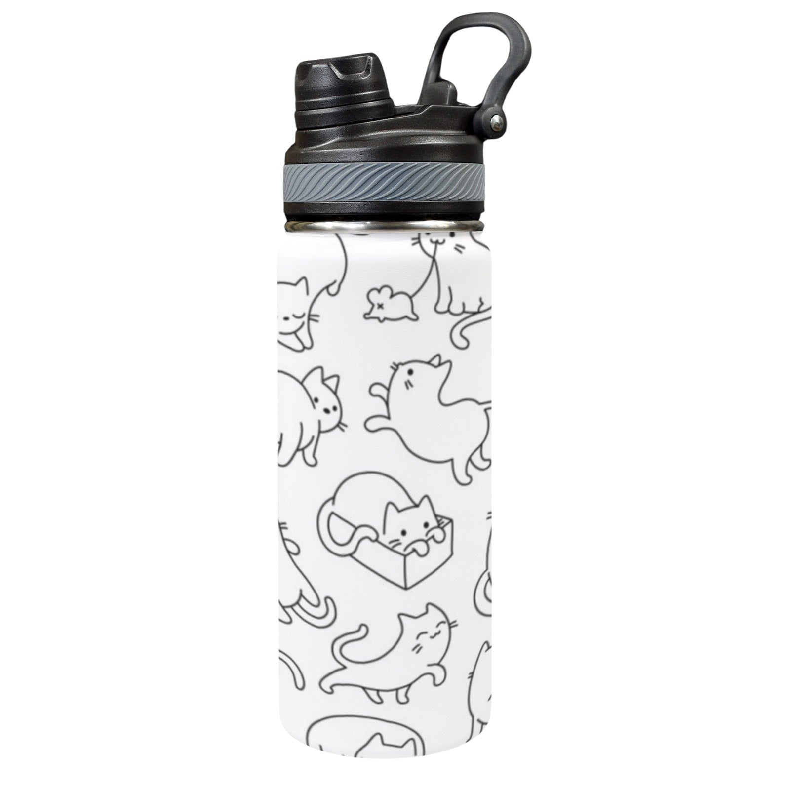 Cute Cats - Insulated Water Bottle with Dual-Use Lid (18oz) One Size Insulated Water Bottle with Dual-Use Lid (18oz) animal Printed Offshore