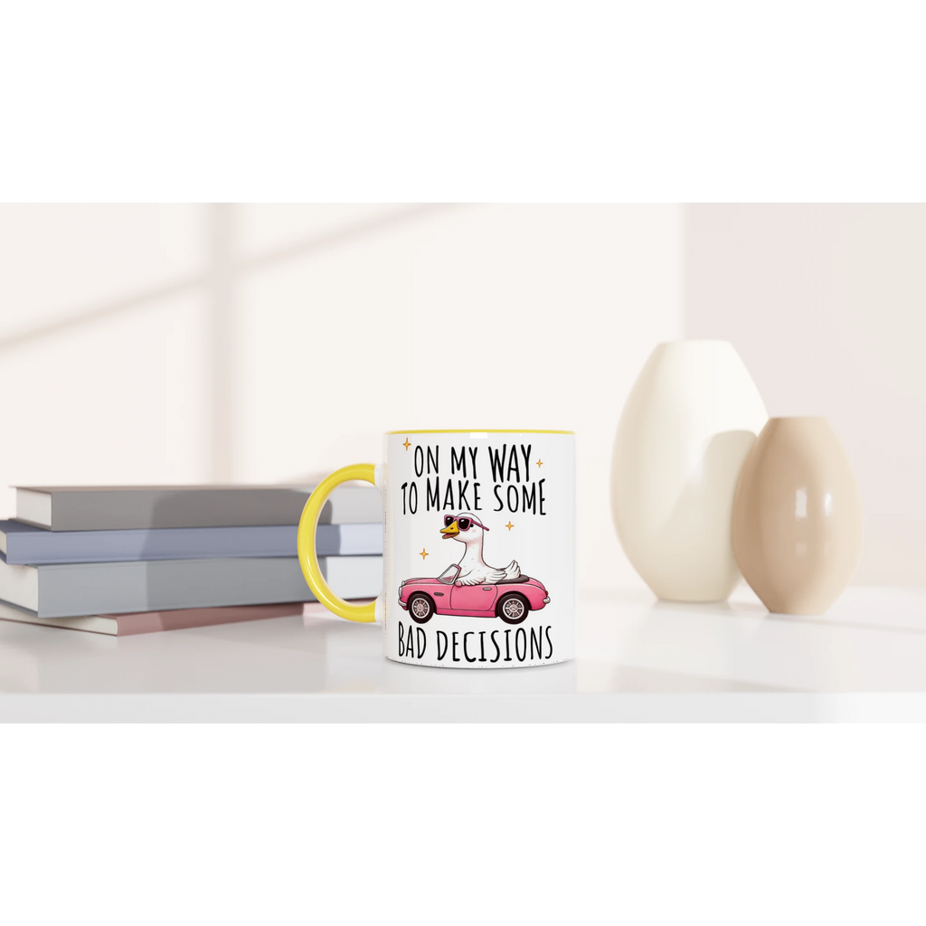 On My Way To Make Some Bad Decisions - White 11oz Ceramic Mug with Colour Inside Colour 11oz Mug animal Globally Fulfilled