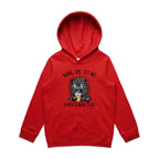 Frazzled Cat, Hang On Let Me Overthink This Kid's AS Colour Hoodie Red Kids Hoodie animal Printed In Australia