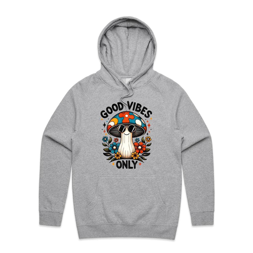 Good Vibes Only, Hippie Mushroom With Sunglasses - Mens Hoodie