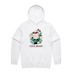 Cool Beans, Coffee - Mens Hoodie White Mens Hoodie Coffee Printed In Australia