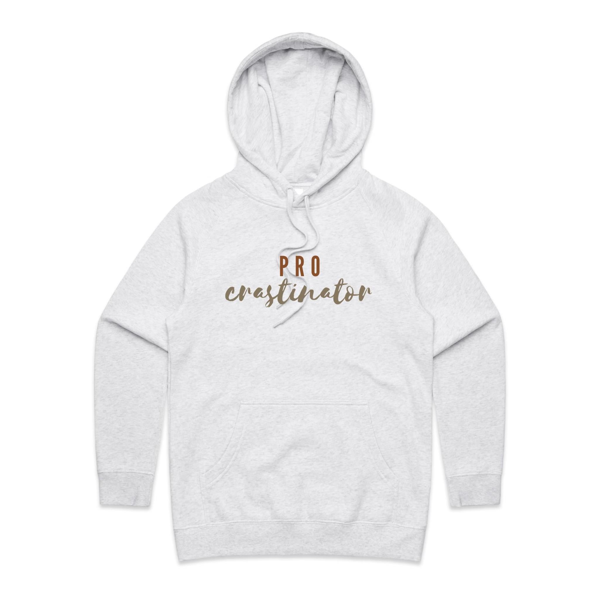 Procrastinator - Womens Hoodie White Marle Womens Hoodie Printed In Australia
