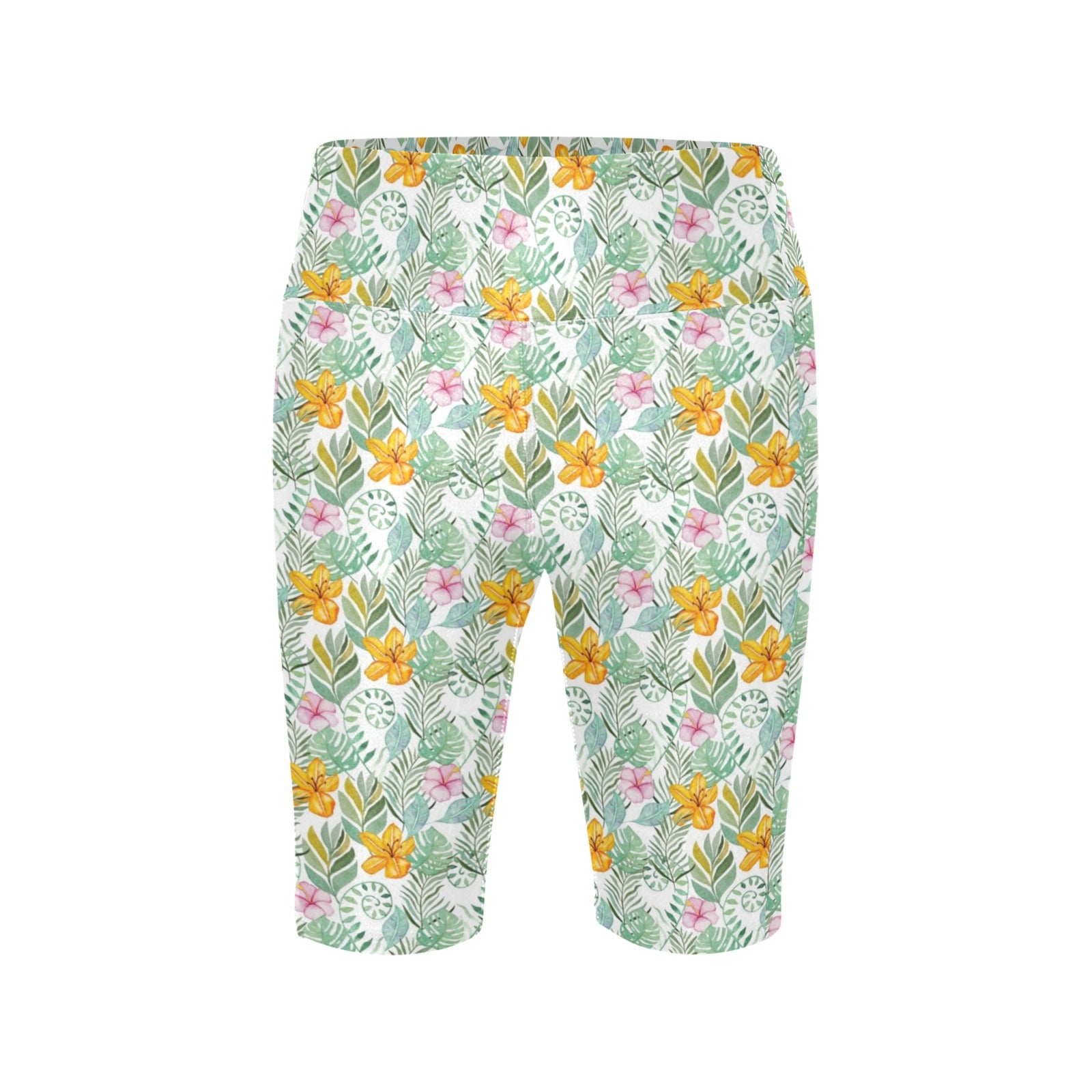 Tropical Flowers And Leaves Women's Bike Shorts With Side Pockets