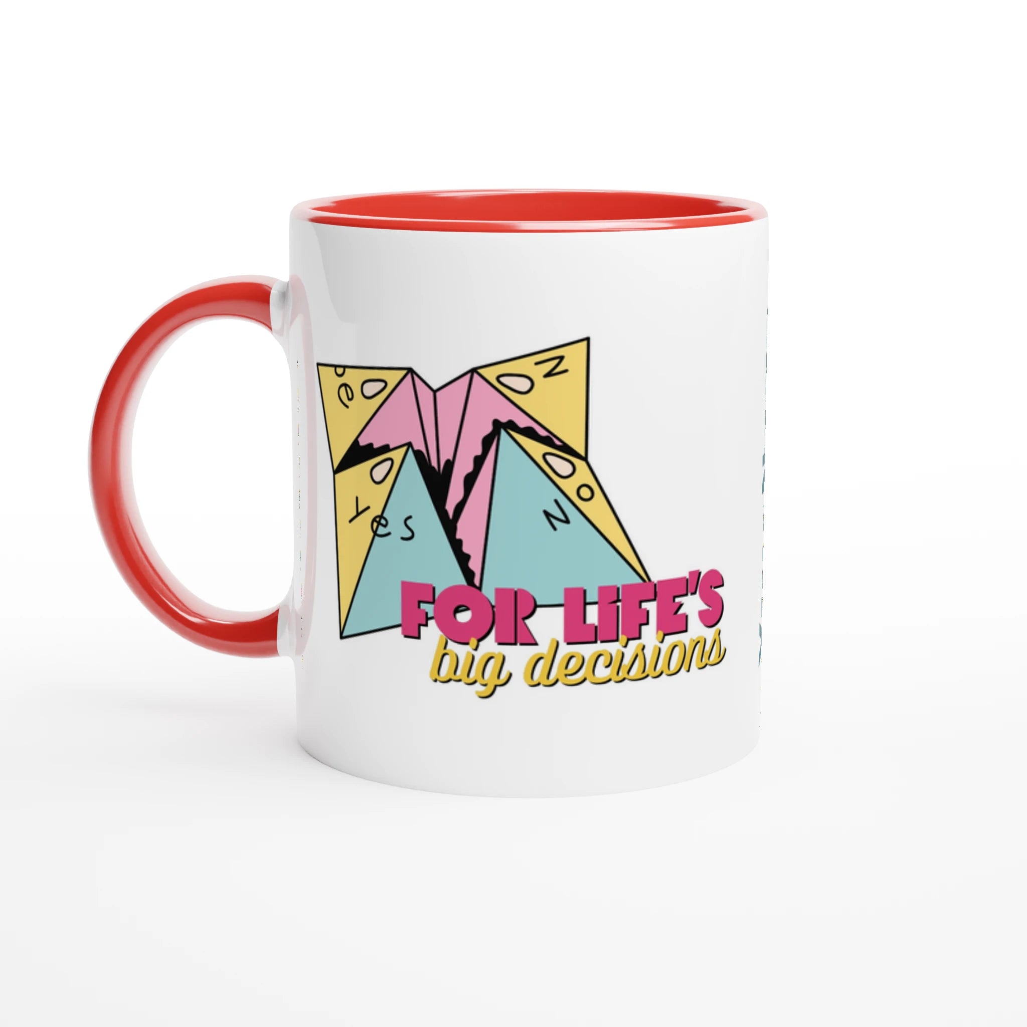 Personalised - For Life's Big Decisions - White 11oz Ceramic Mug with Colour Inside Ceramic Red Personalised 11oz Mug customise Games Globally Fulfilled personalise