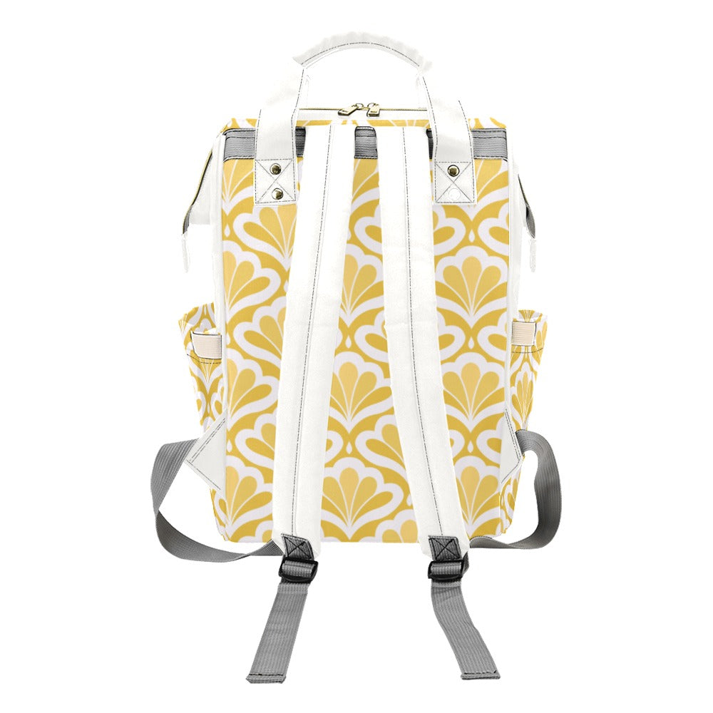 Yellow Pattern - Multi-Function Backpack, Nappy / Diaper Bag