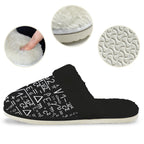 Mathematics Women's Fur Trim Thick-Sole Indoor Slippers Women's Fur Trimmed Slippers Maths Printed Offshore