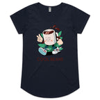 Cool Beans, Coffee - Womens Scoop Neck T-Shirt Navy Womens Scoop Neck T-shirt Coffee Printed In Australia