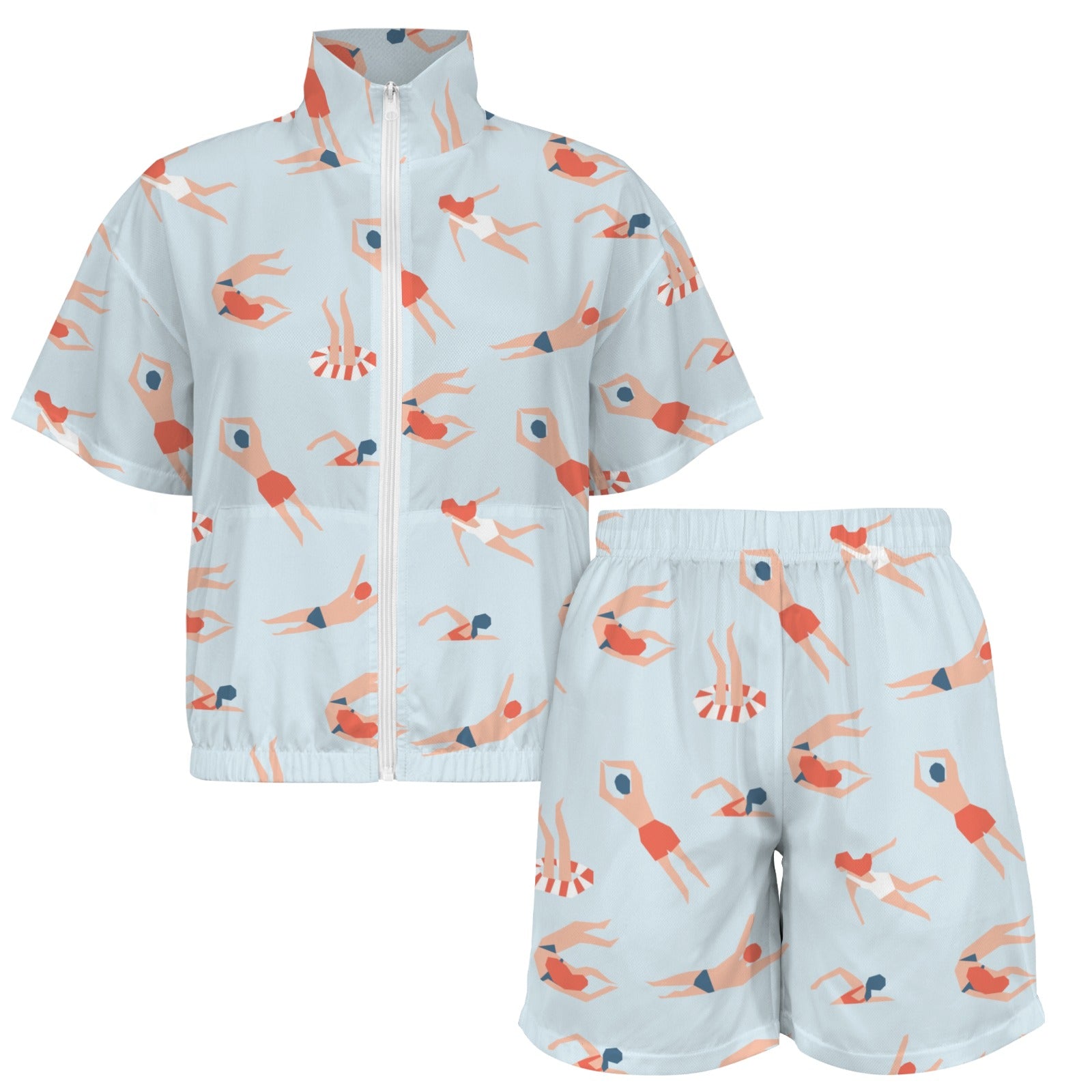 Summer Swim Women's Windbreaker Short Set Women's Windbreaker Short Set Printed Offshore Summer Surf