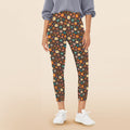 Abstract Floral On Brown Women's High Waist Pockets Yoga Leggings
