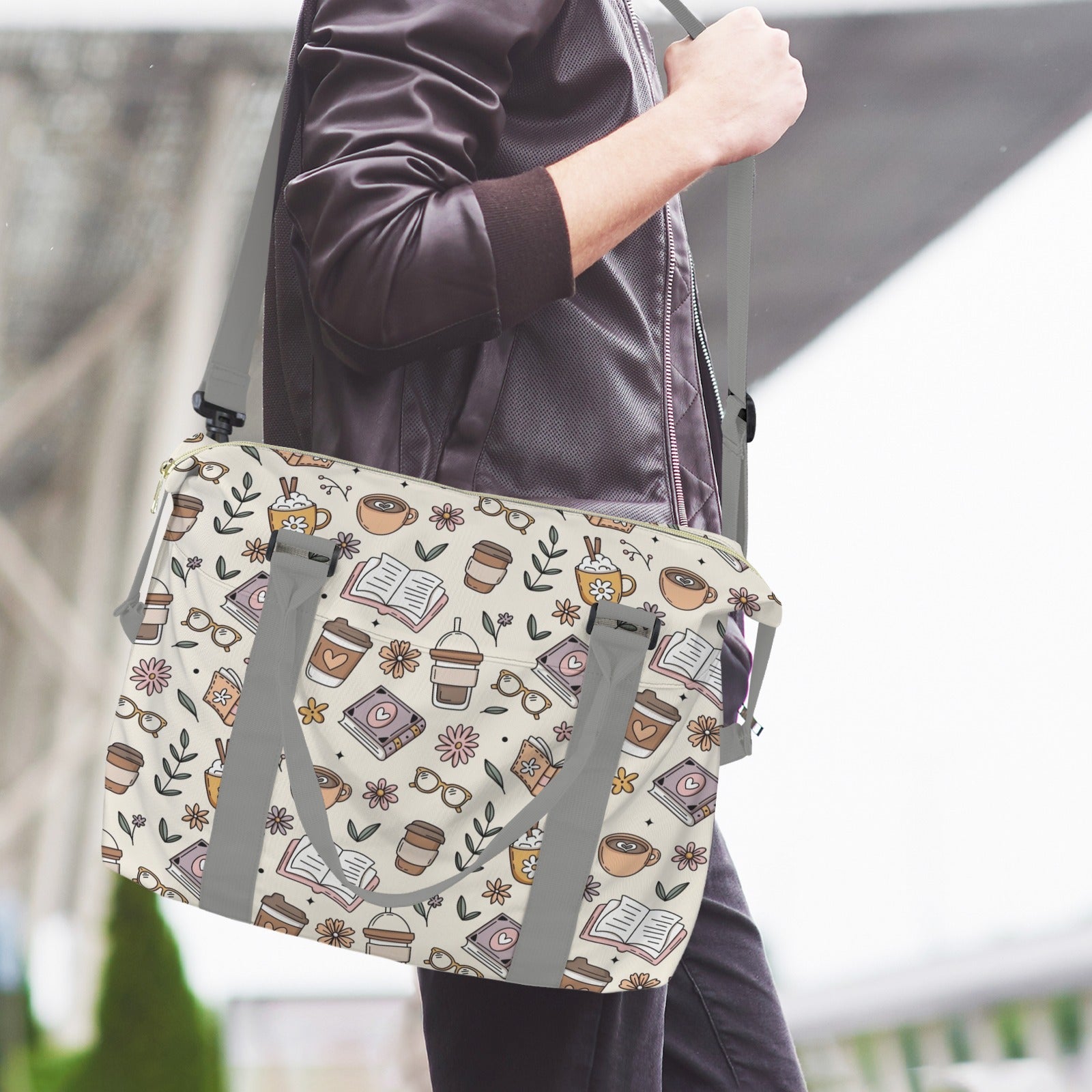 Books And Coffee Duffle Bag-Simple (Model 1715) Duffle Bag-Simple (1715)