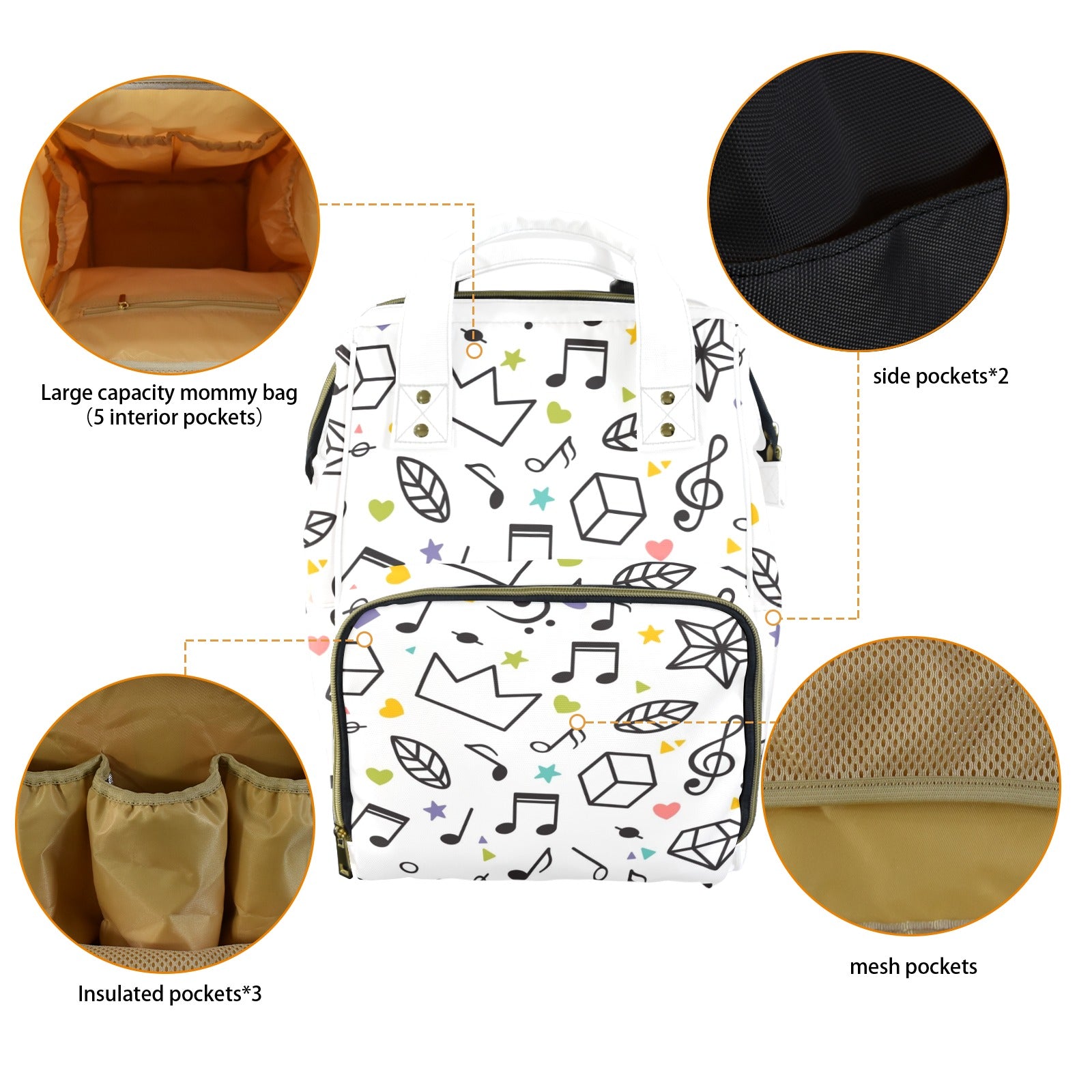Music Time - Multi-Function Backpack, Nappy / Diaper Bag