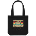 Best Pa Ever, Cassette Tape Canvas Tote Bag Black One Size Tote Bag Dad Music Printed In Australia
