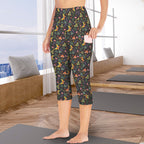 Dark Butterfly Women's High Waist Pocket Capri Yoga Leggings Women's High Waist Capri Yoga Leggings animal Printed Offshore