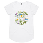 Stay Natural - Womens Scoop Neck T-Shirt White Womens Scoop Neck T-shirt Plants Printed In Australia