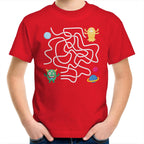 Monster, Find The Right Path - Kids Youth T-Shirt Red Kids Youth T-shirt Printed In Australia Sci Fi