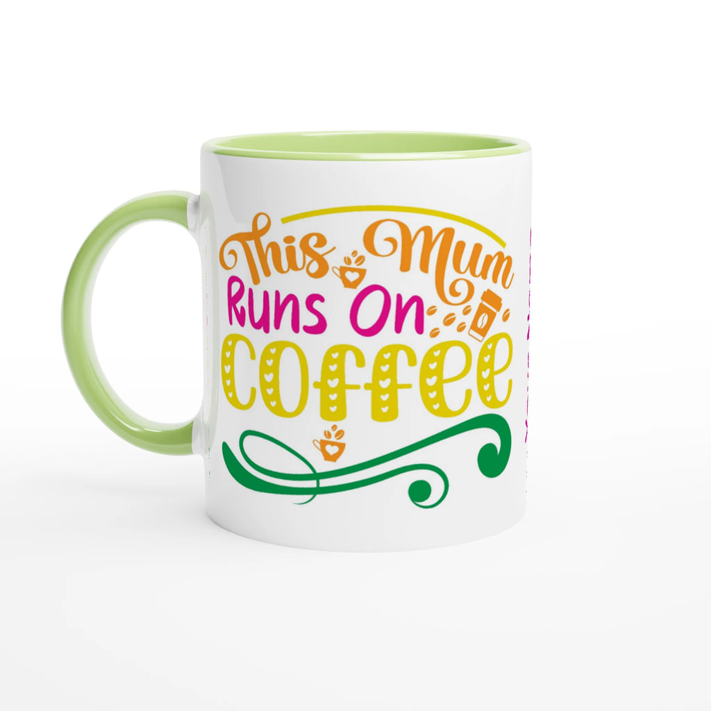 Personalised - This Mum Runs On Coffee - 11oz Ceramic Mug Ceramic Green Personalised Mug customise Globally Fulfilled Mum personalise