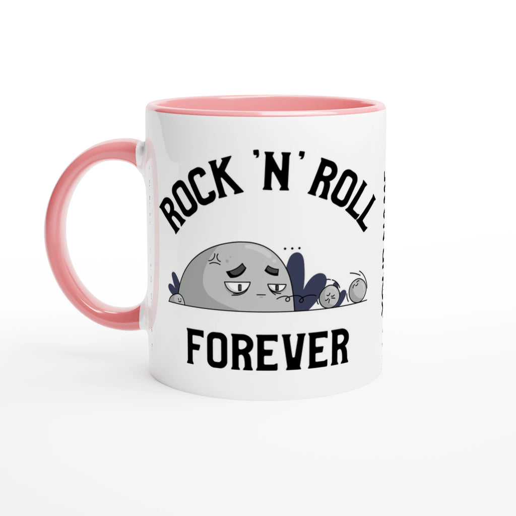 Personalise - Rock 'N' Roll Forever - White 11oz Ceramic Mug Ceramic Pink Personalised Mug customise Globally Fulfilled Music personalise