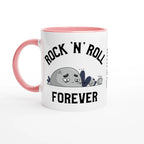 Personalise - Rock 'N' Roll Forever - White 11oz Ceramic Mug Ceramic Pink Personalised Mug customise Globally Fulfilled Music personalise