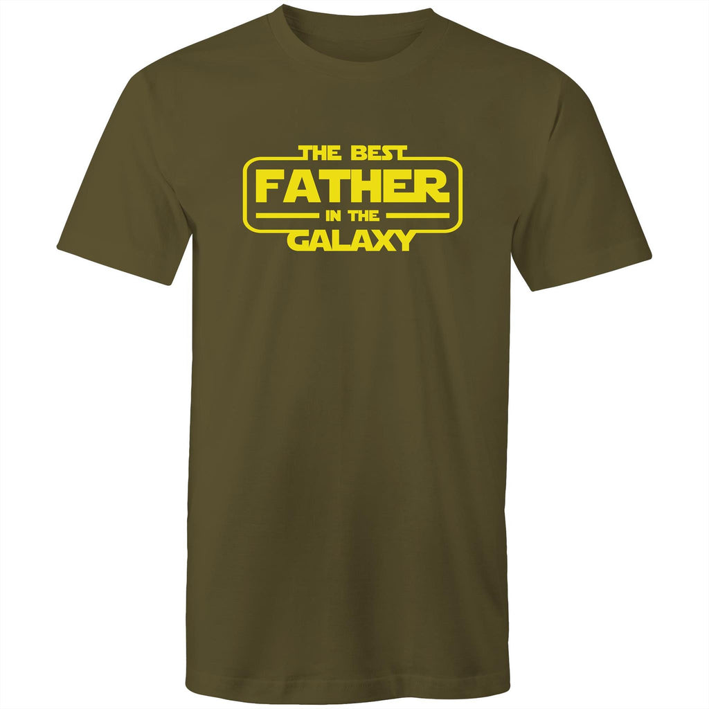 The Best Father In The Galaxy - Mens T-Shirt Army Green Mens T-shirt Dad Printed In Australia