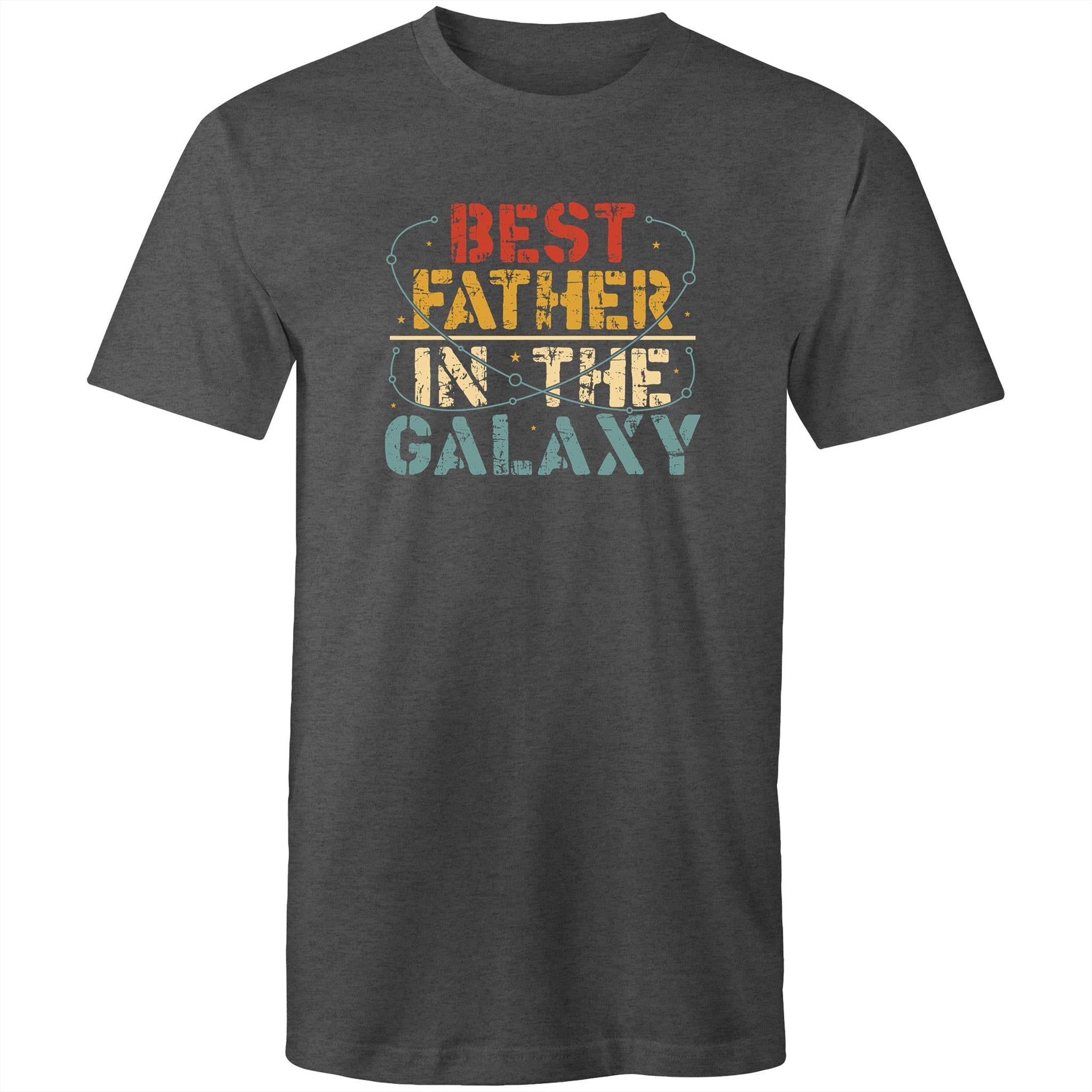 Best Father In The Galaxy - Mens T-Shirt Asphalt Marle Mens T-shirt Dad Printed In Australia