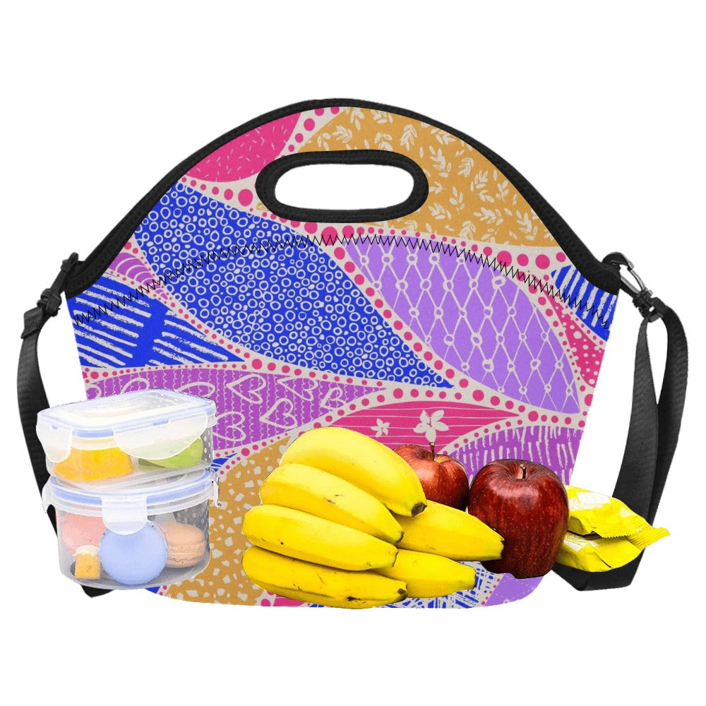 Pink Swirl Neoprene Lunch Bag/Large (Model 1669) Neoprene Lunch Bag Printed Offshore