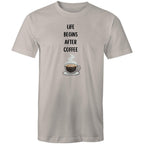 Life Begins After Coffee - Mens T-Shirt Light Grey Mens T-shirt Coffee Printed In Australia