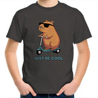 Just Be Cool, Capybara - Kids Youth T-Shirt Charcoal Kids Youth T-shirt animal Printed In Australia