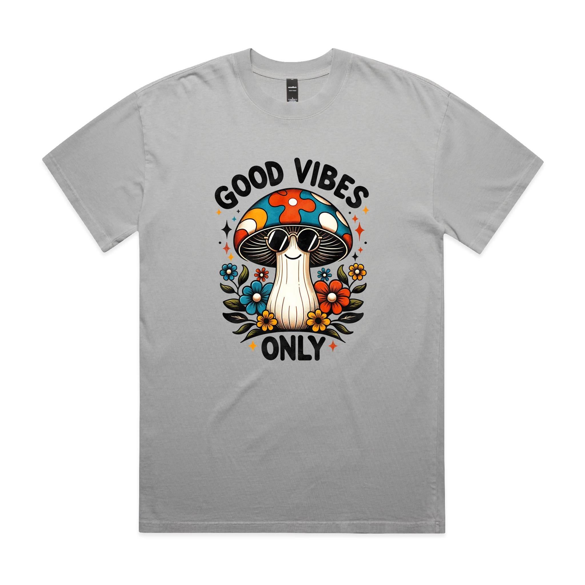 Good Vibes Only, Hippie Mushroom - AS Colour Heavy Faded Tee