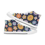 Groovy Flowers Kids High Top Canvas Shoes Kids High Top Canvas Shoes Plants Printed Offshore